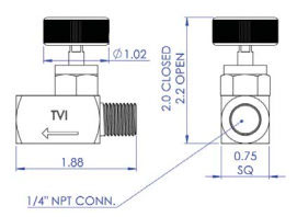 Stainless Steel Mini Valves for Liquid Propane Service Male to Female Diagram